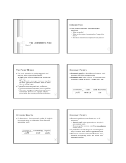 THE COMPETITIVE FIRM INTRODUCTION This chapter addresses