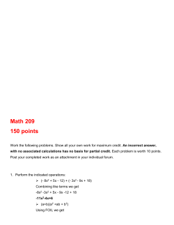 Math 209 150 points Work the following problems. Show all your