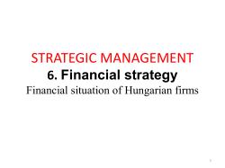 STRATEGIC MANAGEMENT 6. Financial strategy