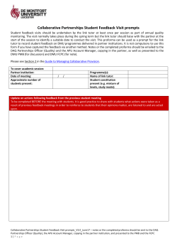 Collaborative Partnerships Student Feedback Visit prompts