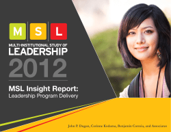 MSL Insight Report - Multi-Institutional Study of Leadership