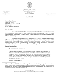 Proposed NJSIAA Rule Change – Transfer Rule