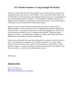 AP Calculus Summer Packet