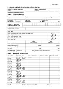 Used Imported Trailer Inspection Certificate Number