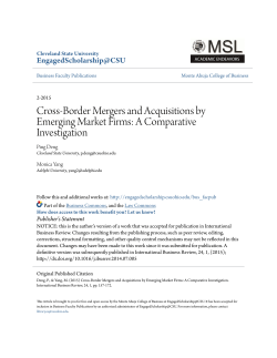 Cross-Border Mergers and Acquisitions by Emerging Market Firms
