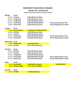 Basketball Practice/Game Schedule January 23