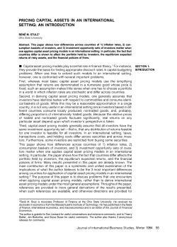 Pricing Capital Assets in an International Setting: An
