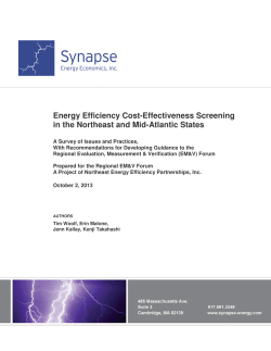 Energy Efficiency Cost-Effectiveness Screening in the Northeast
