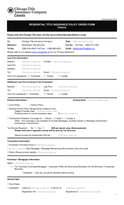 Revised March 2015 RESIDENTIAL TITLE INSURANCE POLICY