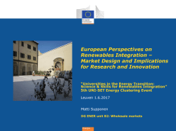 European Perspectives on Renewables Integration – Market Design