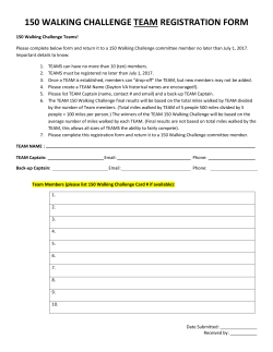 150 WALKING CHALLENGE TEAM REGISTRATION FORM