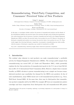 Remanufacturing, Third-Party Competition, and Consumers