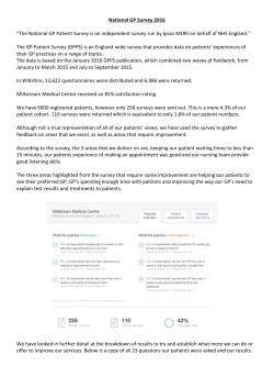 National GP Survey 2016 - Millstream Medical Centre
