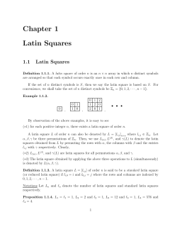 Chapter 1 Latin Squares
