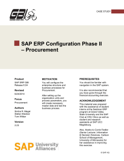 SAP ERP Configuration Phase II &ndash; Procurement