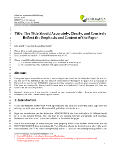 Additional Template Information - Columbia International Publishing