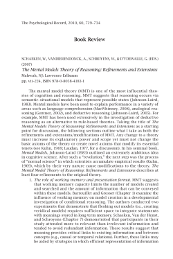 The Mental Models Theory of Reasoning