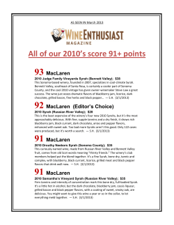 of our 2010 Syrahs score 90+ points