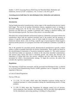 Assessing Process Hold Times for Microbial Risks: Bioburden and