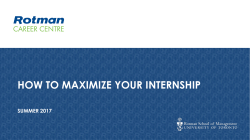How to Maximize My Internship - Summer 2017
