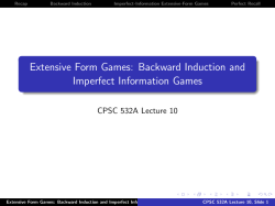 Backward Induction and Imperfect Information Games