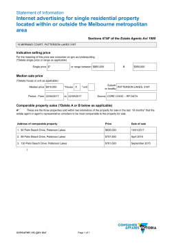 Statement of Information - Internet advertising for single residential
