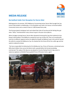 MEDIA RELEASE Berriwillock holds Civic Reception for Darren Weir