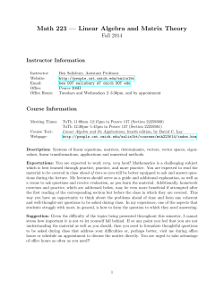 Math 223 &mdash; Linear Algebra and Matrix Theory