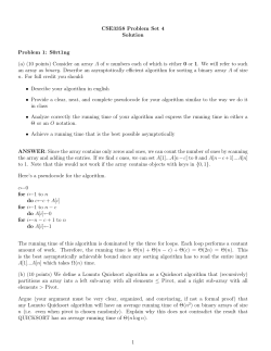 Consider an array A of n numbers each of which is either