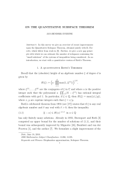 ON THE QUANTITATIVE SUBSPACE THEOREM 1. A quantitative