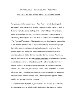 Ackbar Abbas Poor Theory and New Chinese Cinema: Jia Zhangke`s