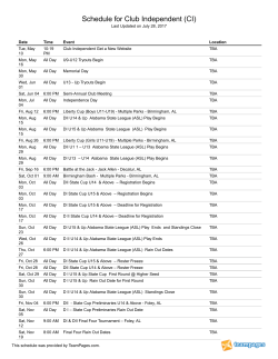 Schedule for Club Independent (CI)