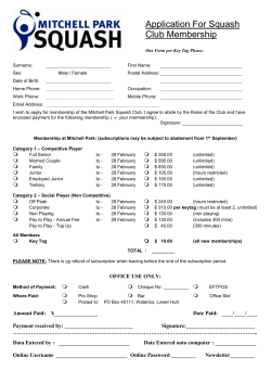 MEMBERSHIPform2012 - Mitchell Park Squash Club
