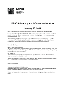 IPPSO Advocacy and Information Services January 13, 2004 APPrO