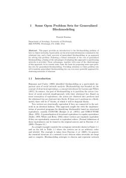 1 Some Open Problem Sets for Generalized