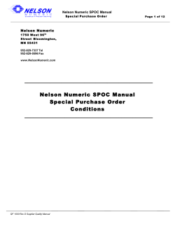 Nelson Numeric SPOC Manual Special Purchase Order Conditions