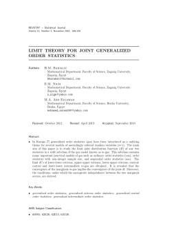 LIMIT THEORY FOR JOINT GENERALIZED ORDER STATISTICS