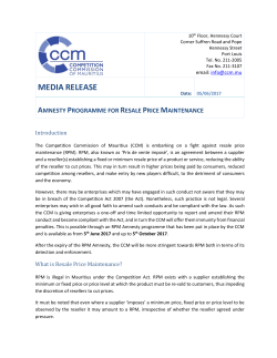 Amnesty Programme for Resale Price Maintenance (RPM)