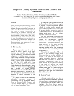 A Supervised Learning Algorithm for Information Extraction from