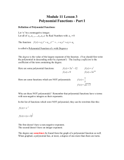 Polynomial Functions