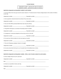 Function Notation Independent variable &ndash; represents the input of a