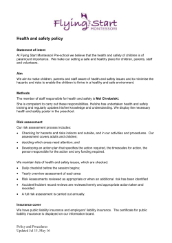 Health and safety policy - Flying Start Montessori