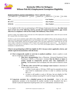 KYWF-4 RCA Employment Exemption Determination, 2012 (ENGL)