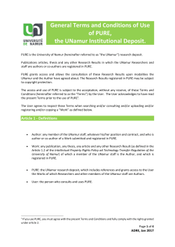 General Terms and Conditions of Use of PURE, the UNamur