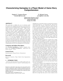 Characterizing Gameplay in a Player Model of Game Story