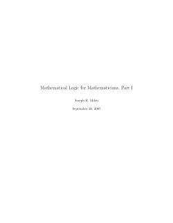 Mathematical Logic for Mathematicians, Part I