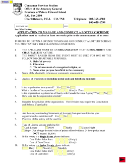 Application to Manage and Conduct a Lottery Scheme