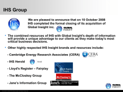 IHS Global Insight`s Presentation by Sam Shoro and