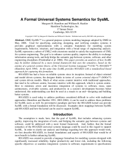 A Formal Universal Systems Semantics for SysML