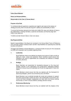 Calico Board Member Roles and Responsibilities Responsible to